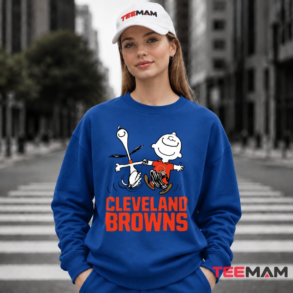 Cleveland Browns Snoopy Charlie Brown Dancing Long Sleeve Cleveland Browns Snoopy Charlie Brown Dancing Long Sleeve