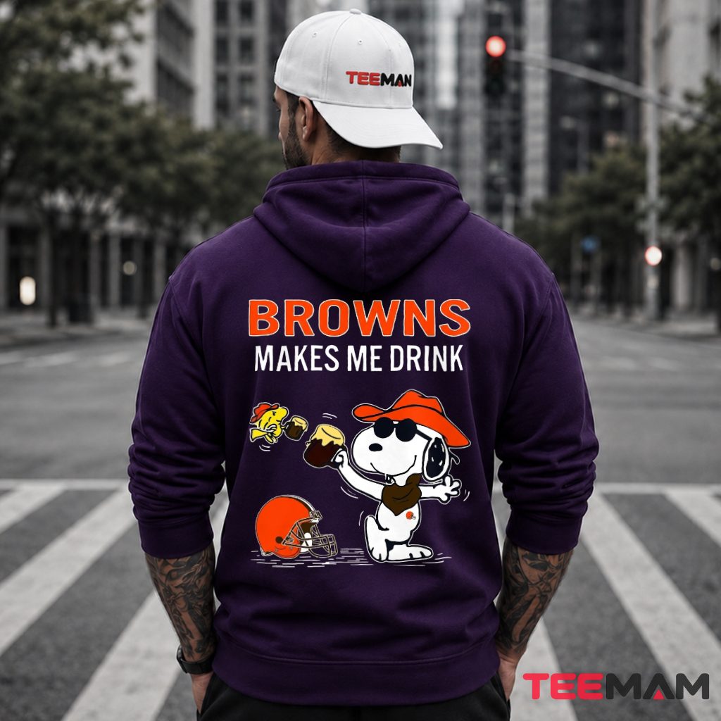 Cleveland Browns Snoopy Drinking Buddy Hoodie Cleveland Browns Snoopy Drinking Buddy Hoodie