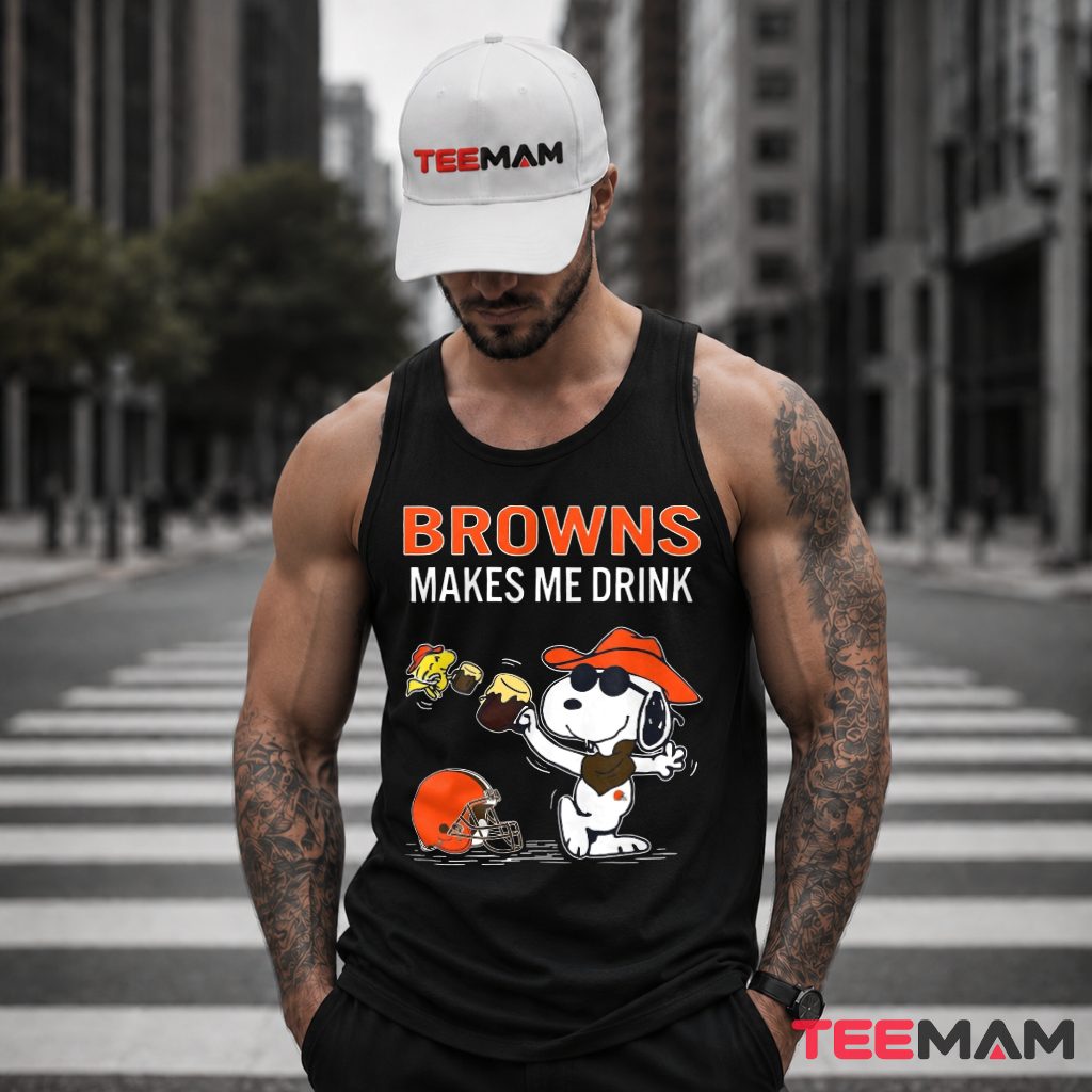 Cleveland Browns Snoopy Drinking Buddy Tank Top Cleveland Browns Snoopy Drinking Buddy Tank Top