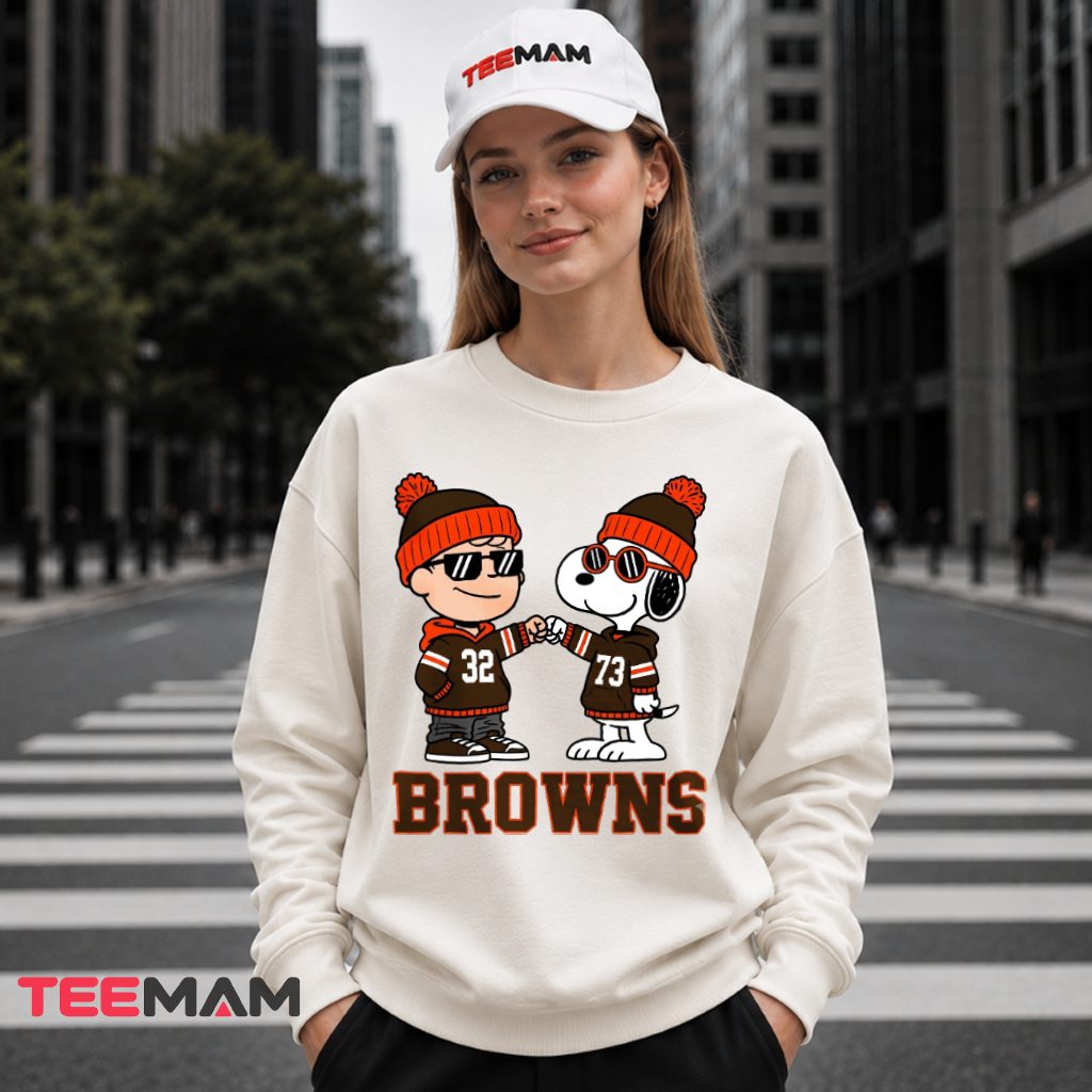 Cleveland Browns Snoopy Fist Bump Long Sleeve Cleveland Browns Snoopy Fist Bump Long Sleeve