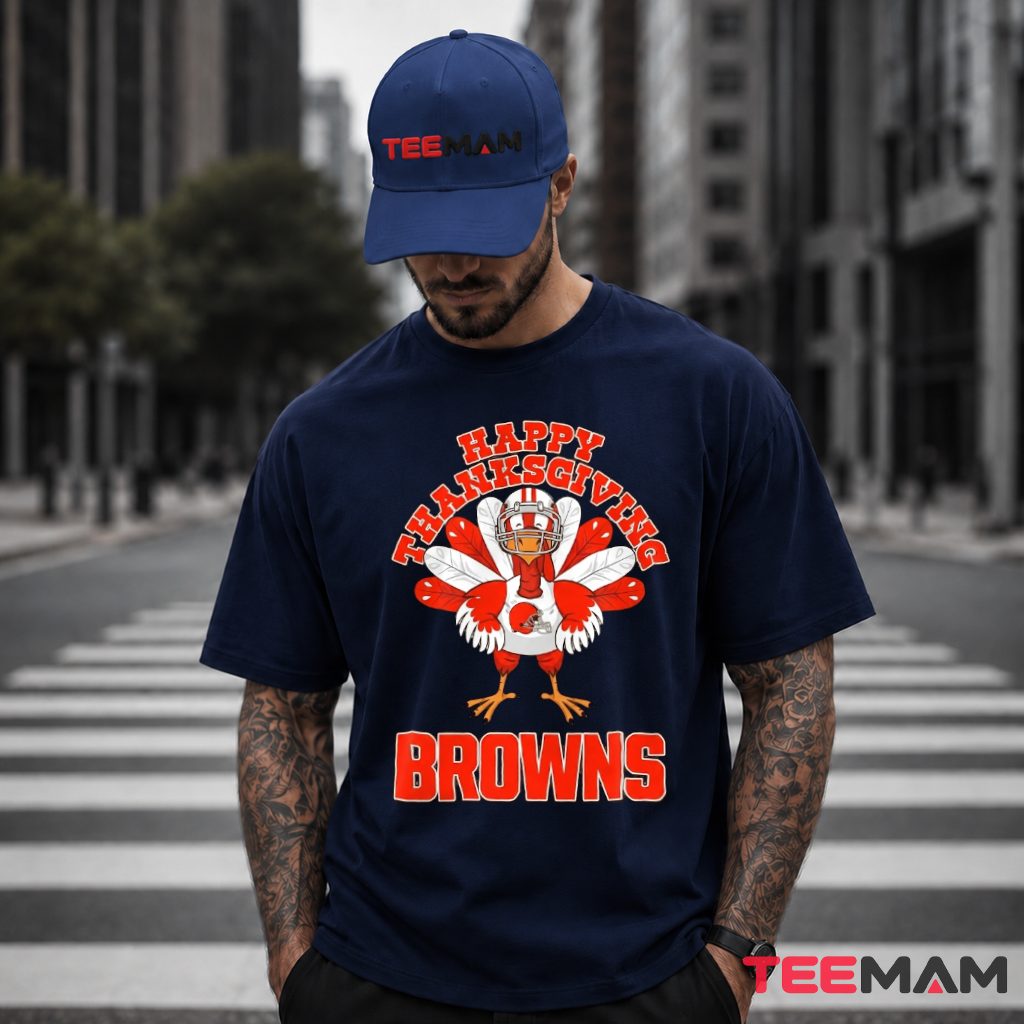 Cleveland Browns Turkey Happy Thanksgiving T-Shirt