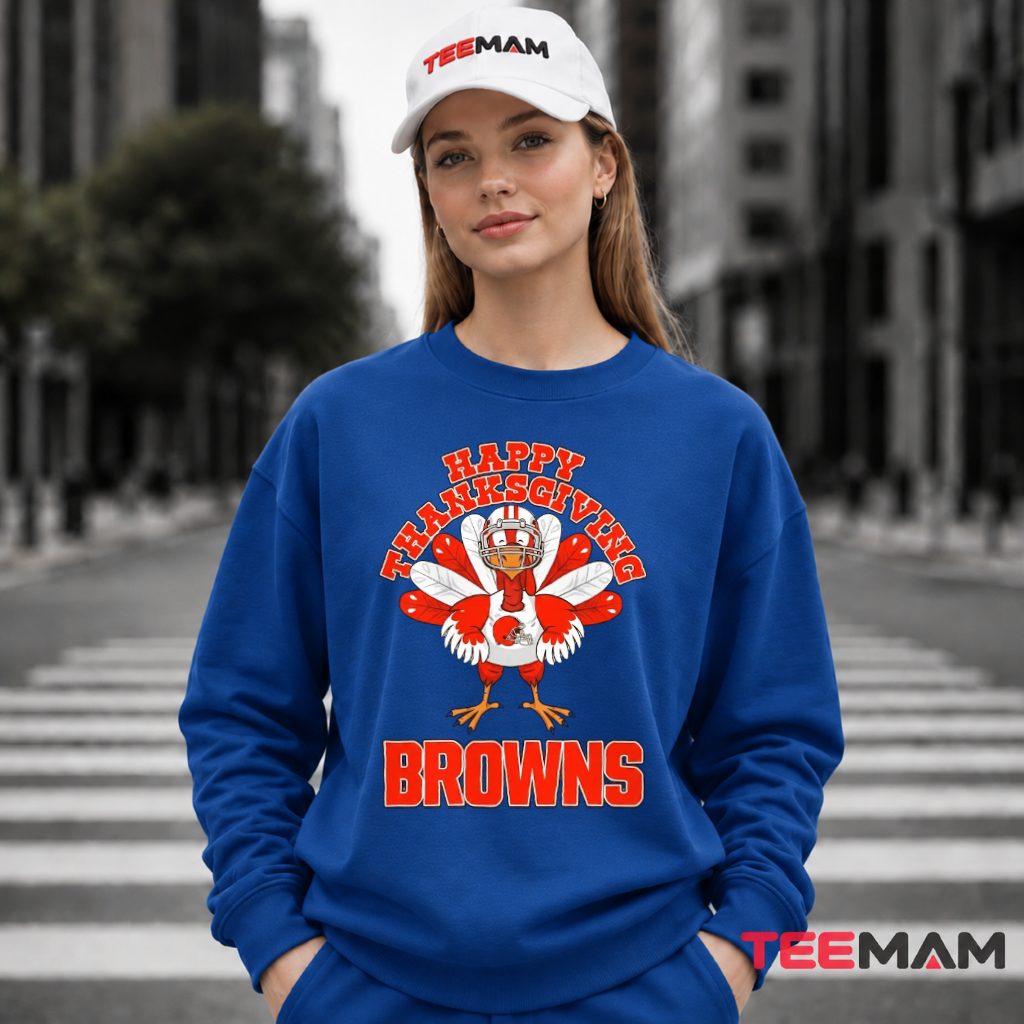 Cleveland Browns Turkey Happy Thanksgiving Long Sleeve Cleveland Browns Turkey Happy Thanksgiving Long Sleeve