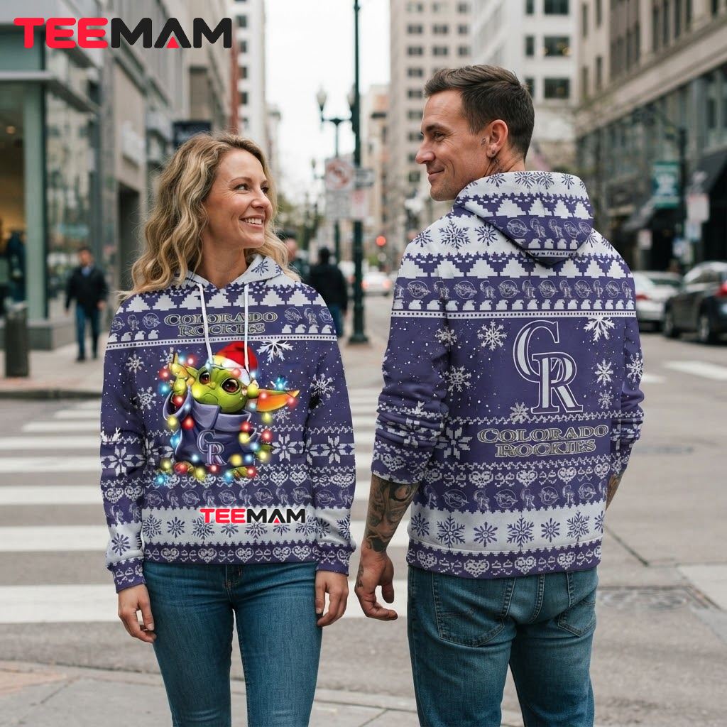 Colorado Rockies 3D Hoodie Baby Yoda Christmas Lights Back Colorado Rockies 3D Hoodie Baby Yoda Christmas Lights Back