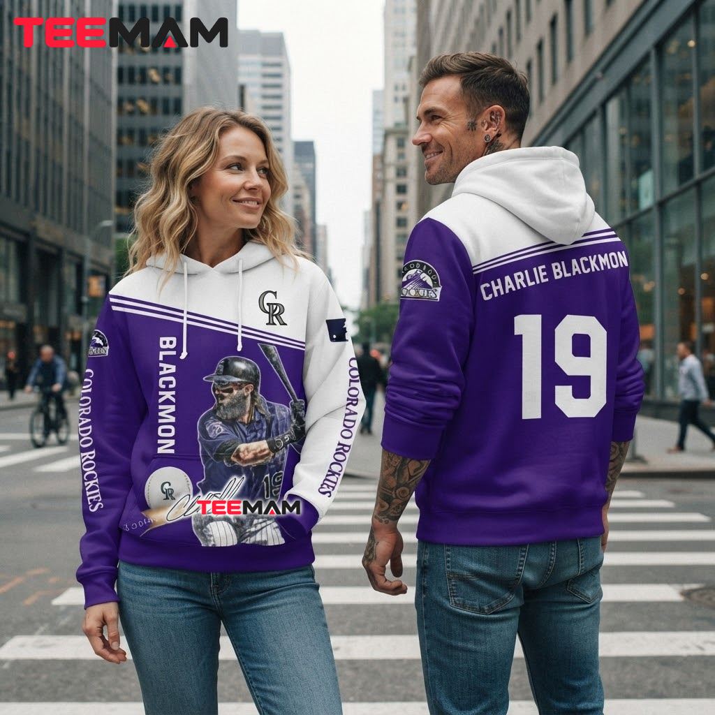 Colorado Rockies 3D Hoodie Charlie Blackmon Player Portrait Back Colorado Rockies 3D Hoodie Charlie Blackmon Player Portrait Back