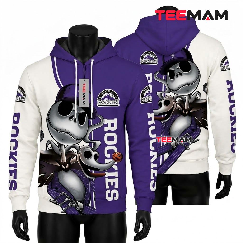 Colorado Rockies 3D Hoodie Jack Skellington Nightmare Design Front