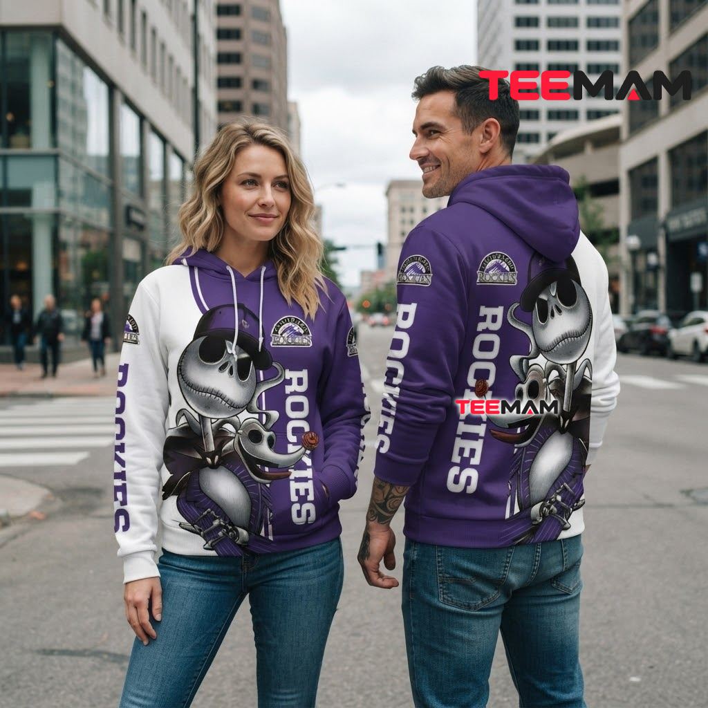 Colorado Rockies 3D Hoodie Jack Skellington Nightmare Design Back Colorado Rockies 3D Hoodie Jack Skellington Nightmare Design Back