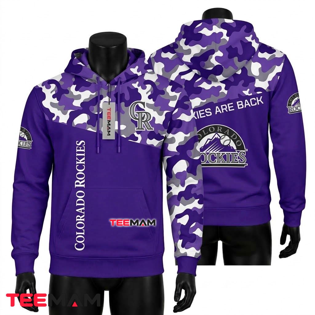 Colorado Rockies 3D Hoodie Purple Camo Rockies Are Back Front