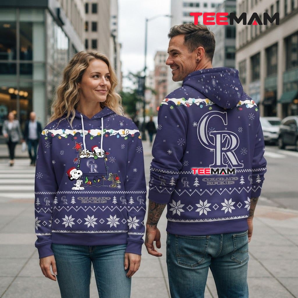 Colorado Rockies 3D Hoodie Snoopy Christmas Lights Doghouse Back Colorado Rockies 3D Hoodie Snoopy Christmas Lights Doghouse Back