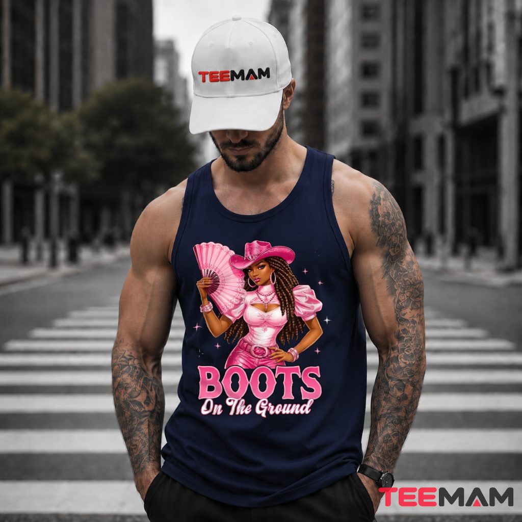 Cowgirl Fan Boots On The Ground Pink Tank Top Cowgirl Fan Boots On The Ground Pink Tank Top