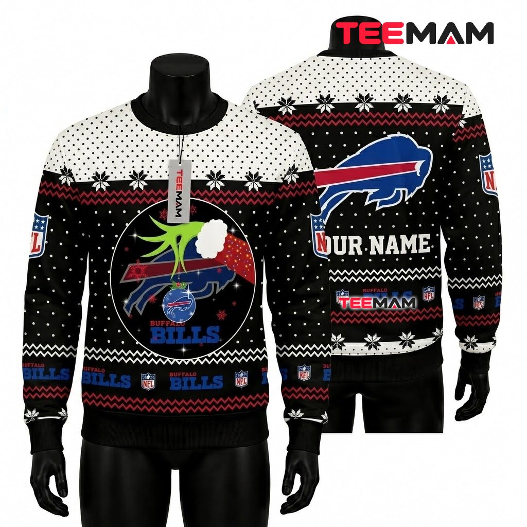 Custom Name Buffalo Bills Ugly Christmas Sweater Santa Stuck Chimney Custom Name Buffalo Bills Ugly Christmas Sweater Santa Stuck Chimney