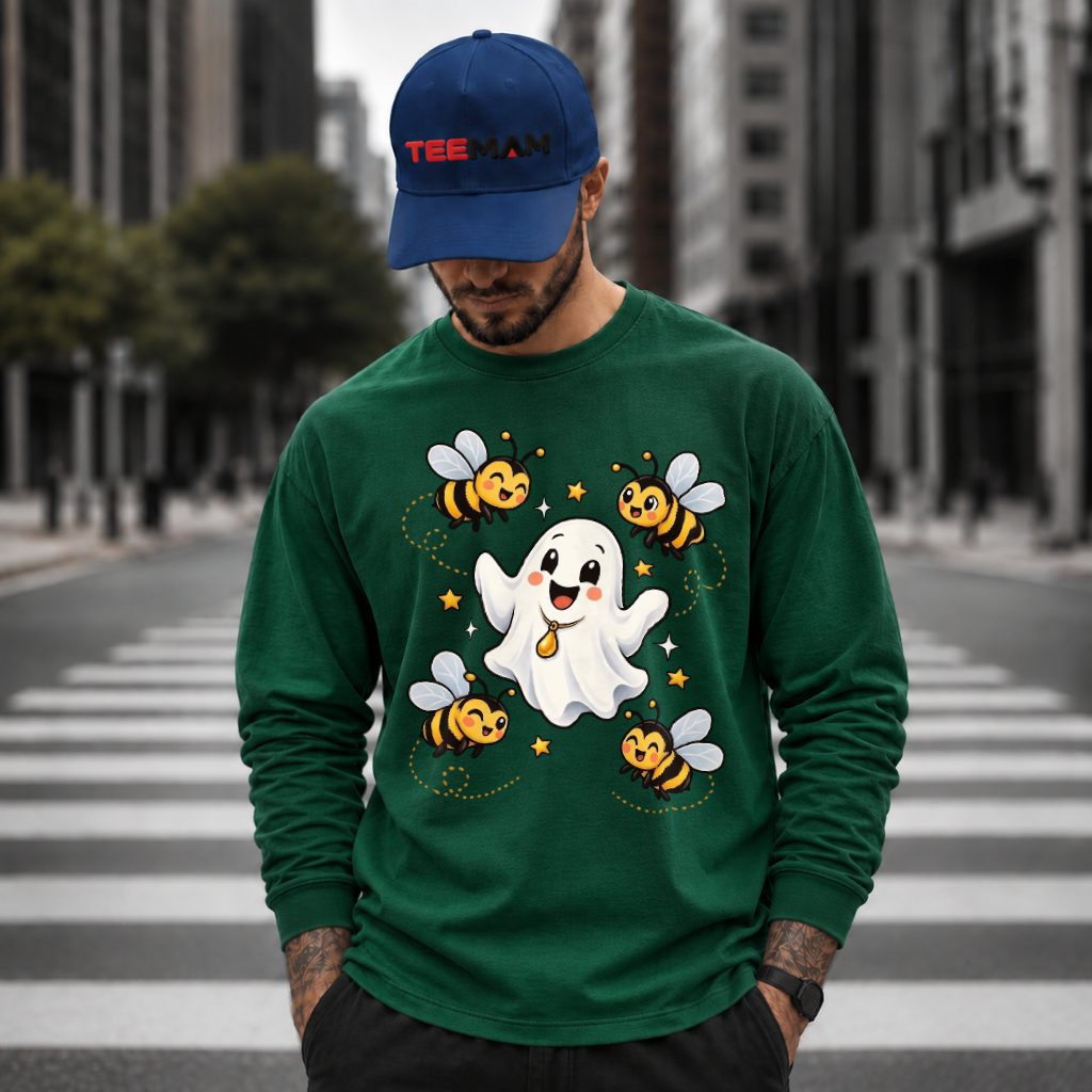 Cute Ghost Bees Halloween Long Sleeve Cute Ghost Bees Halloween Long Sleeve