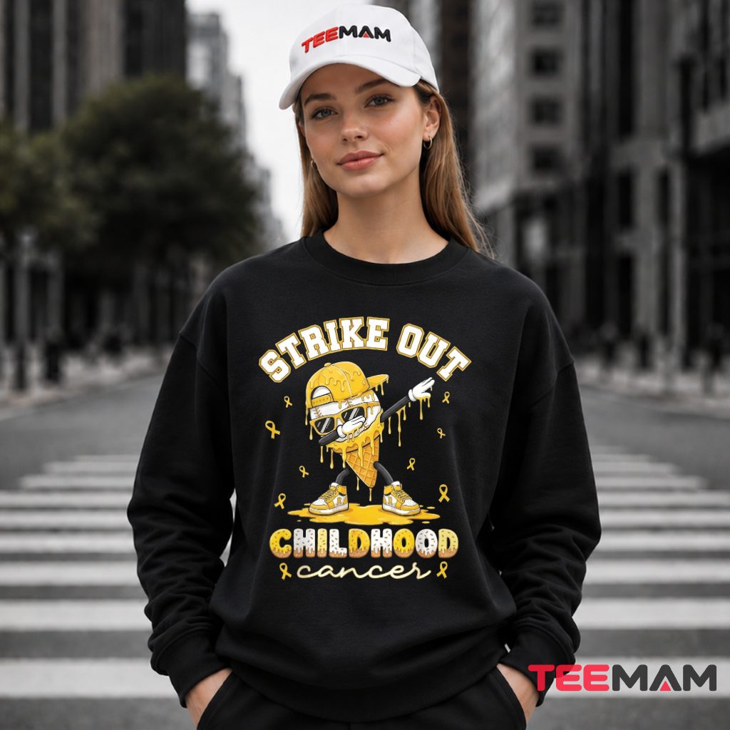 Dabbing Baseball Helmet Strike Out Childhood Cancer Long Sleeve Dabbing Baseball Helmet Strike Out Childhood Cancer Long Sleeve
