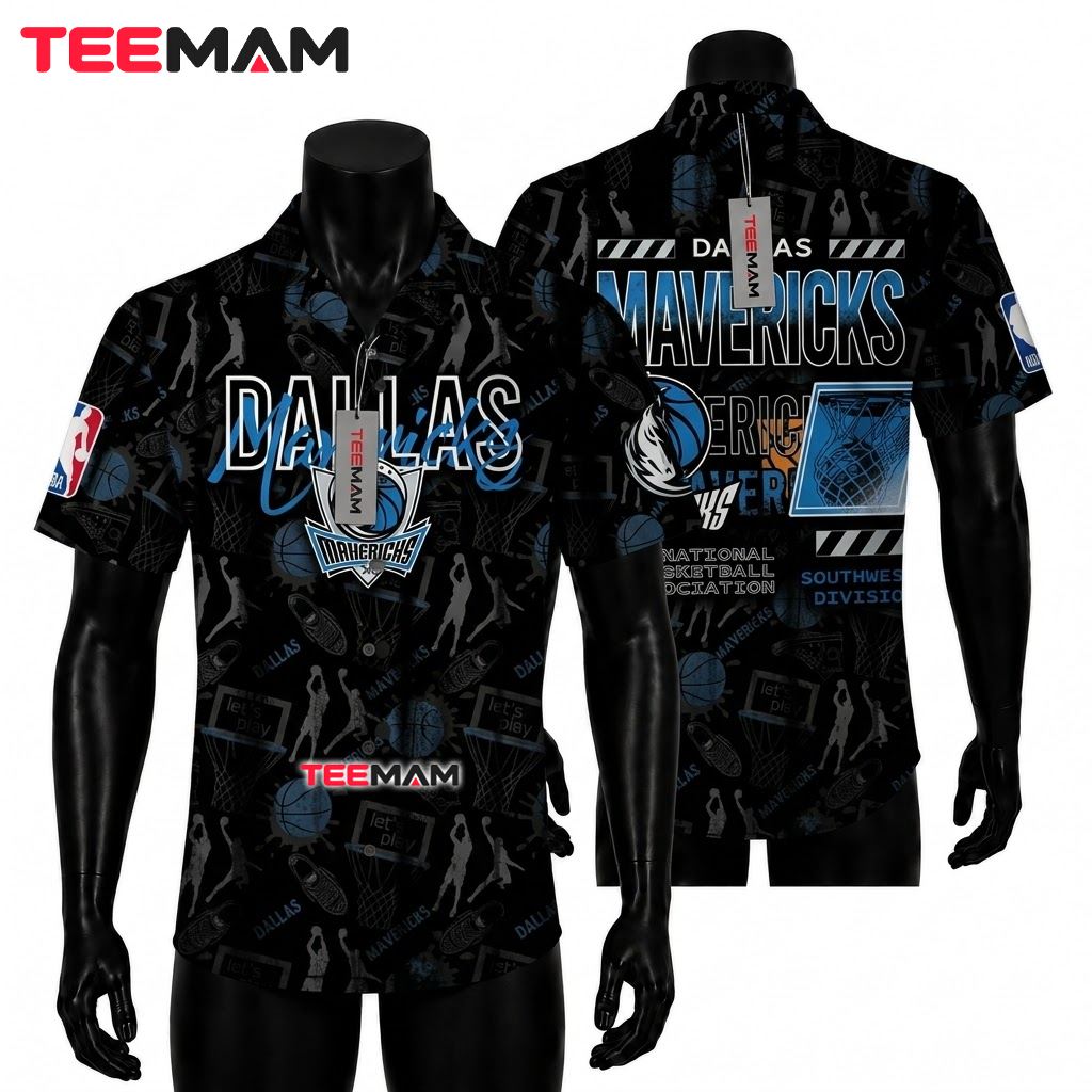 Dallas Mavericks Hawaiian Shirt Basketball Icon Pattern Southwest Division Front
