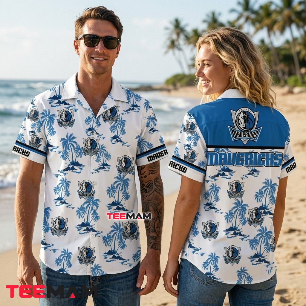 Dallas Mavericks Hawaiian Shirt Palm Island Pattern Back Dallas Mavericks Hawaiian Shirt Palm Island Pattern Back