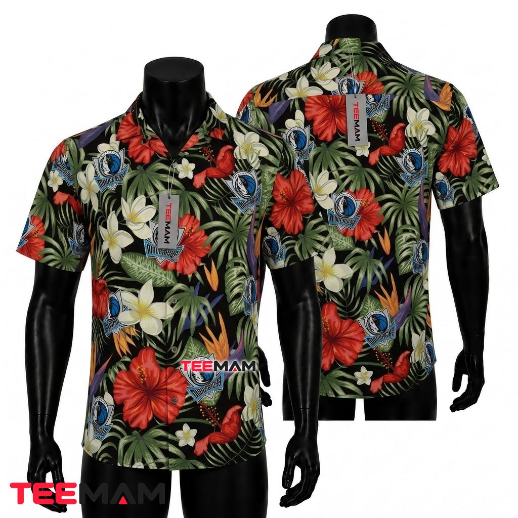 Dallas Mavericks Hawaiian Shirt Red Hibiscus Tropical Floral Front