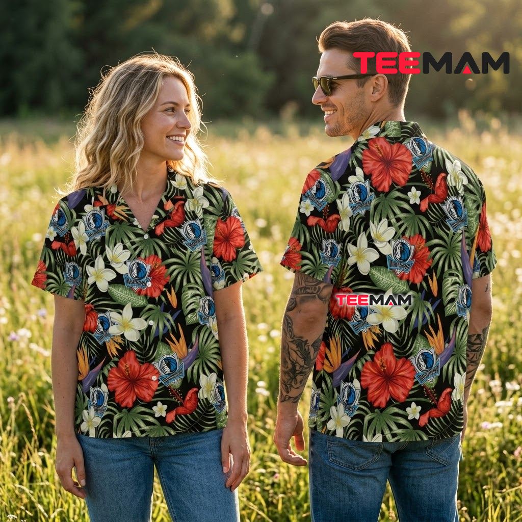 Dallas Mavericks Hawaiian Shirt Red Hibiscus Tropical Floral Back Dallas Mavericks Hawaiian Shirt Red Hibiscus Tropical Floral Back