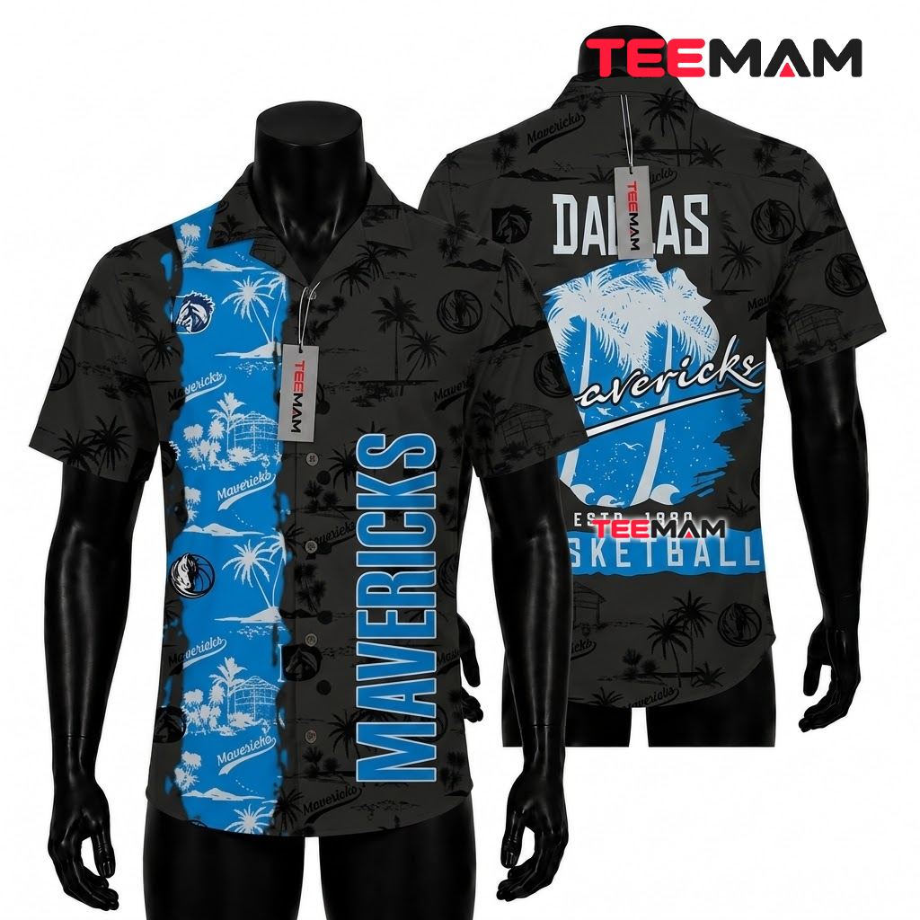 Dallas Mavericks Hawaiian Shirt Vintage Island Resort Front