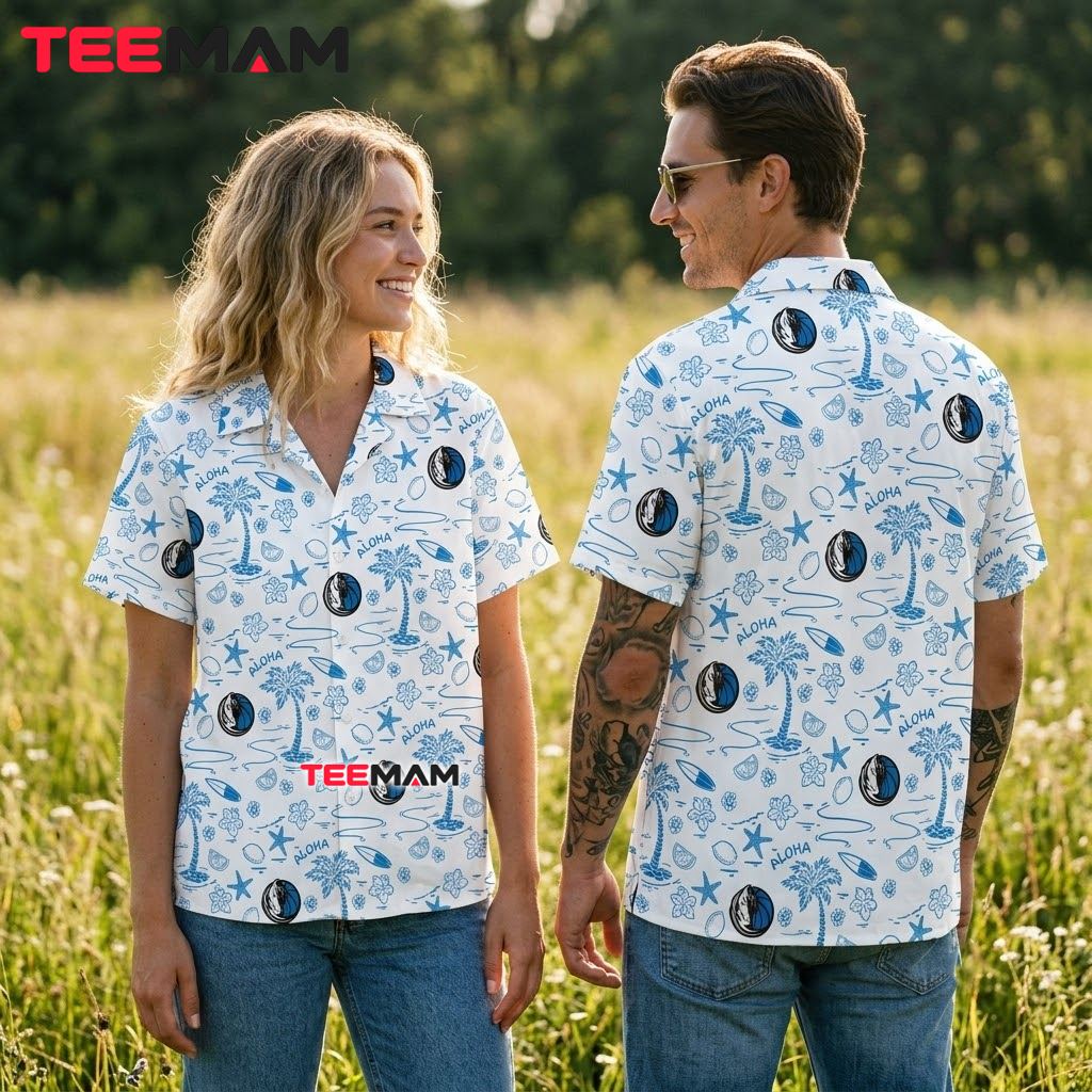 Dallas Mavericks Tropical Shirt Aloha Palm Tree Starfish Back Dallas Mavericks Tropical Shirt Aloha Palm Tree Starfish Back