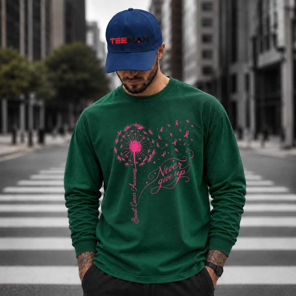 Dandelion Never Give Up Pink Ribbon Long Sleeve Dandelion Never Give Up Pink Ribbon Long Sleeve
