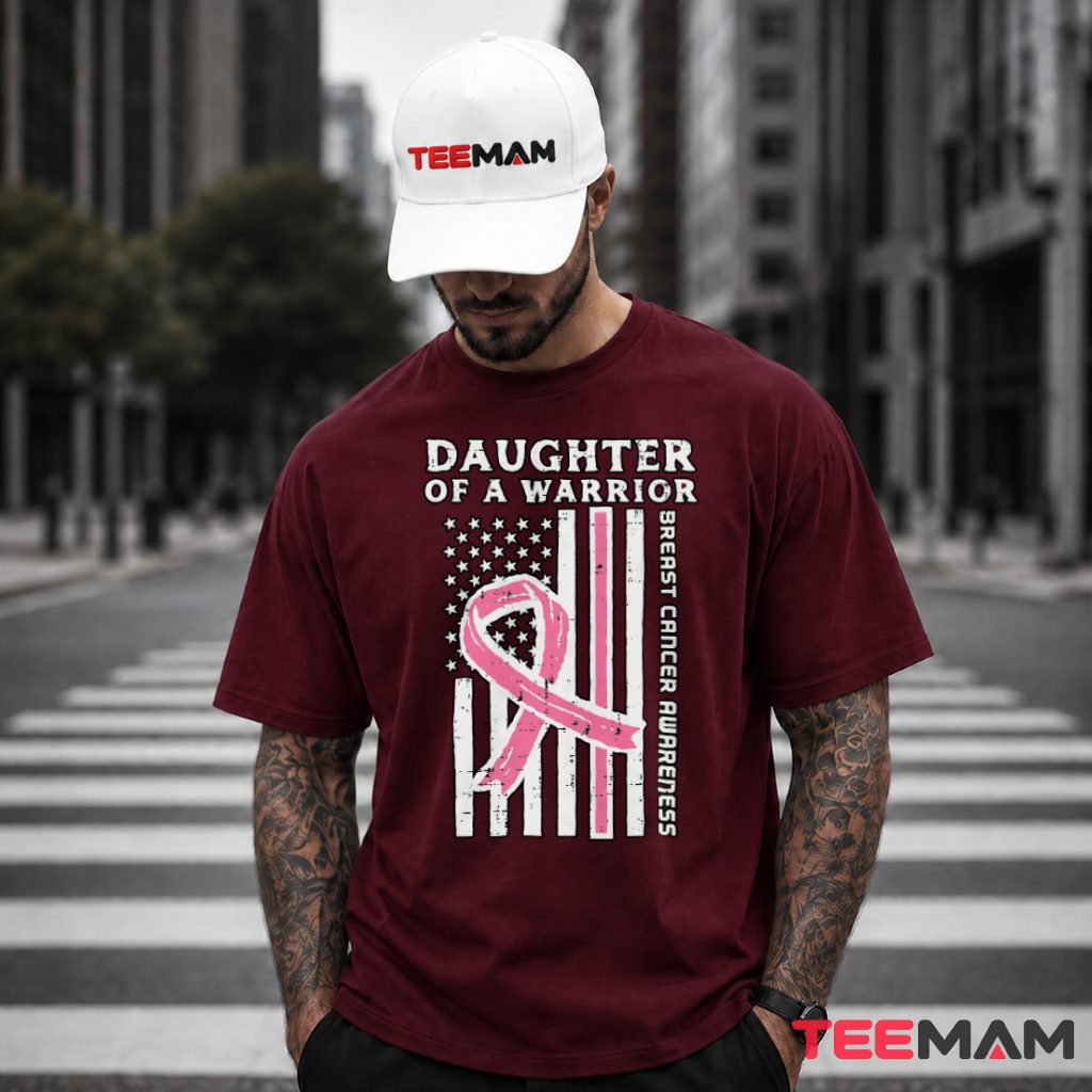 Daughter Of A Warrior American Flag Ribbon T-Shirt