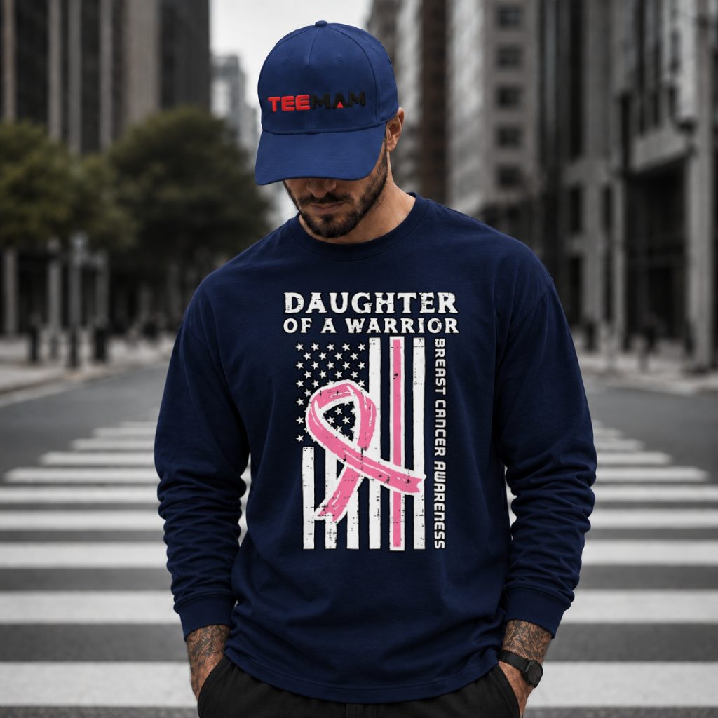 Daughter Of A Warrior American Flag Ribbon Long Sleeve Daughter Of A Warrior American Flag Ribbon Long Sleeve