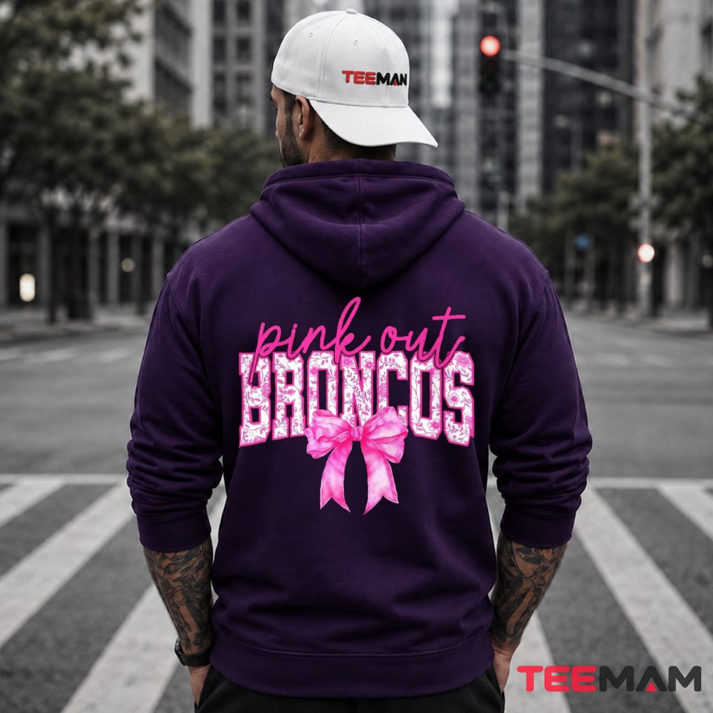 Denver Broncos Breast Cancer Pink Out Floral Bow Hoodie Denver Broncos Breast Cancer Pink Out Floral Bow Hoodie
