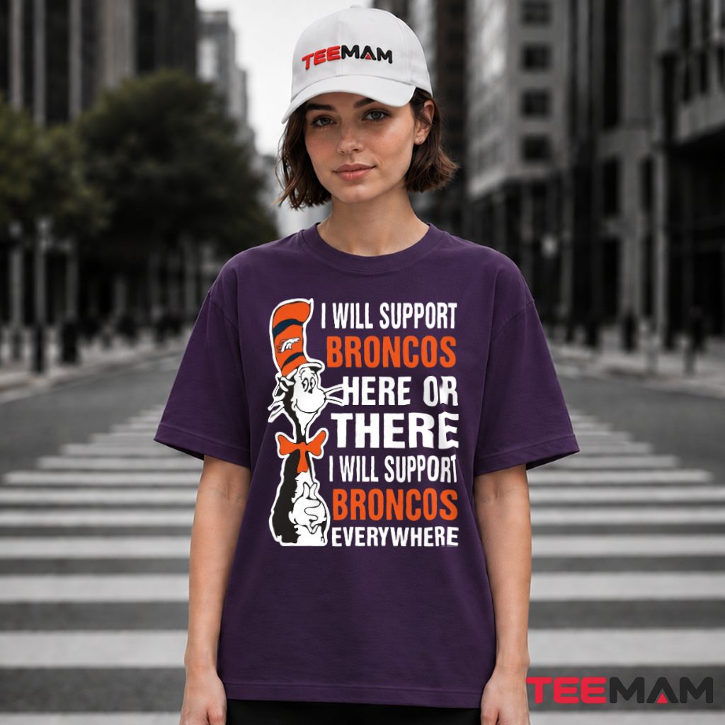 Denver Broncos Cat In Hat Support T-Shirt