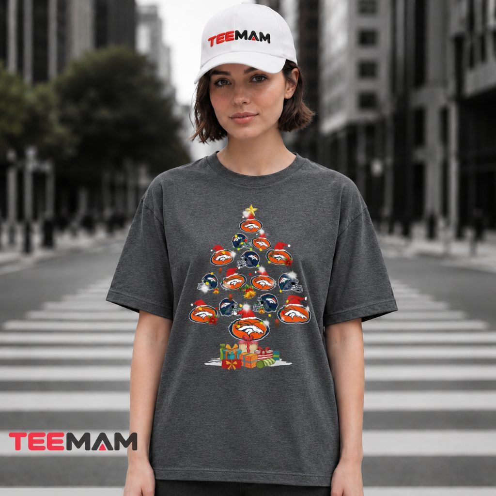 Denver Broncos Christmas Tree Logo T-Shirt