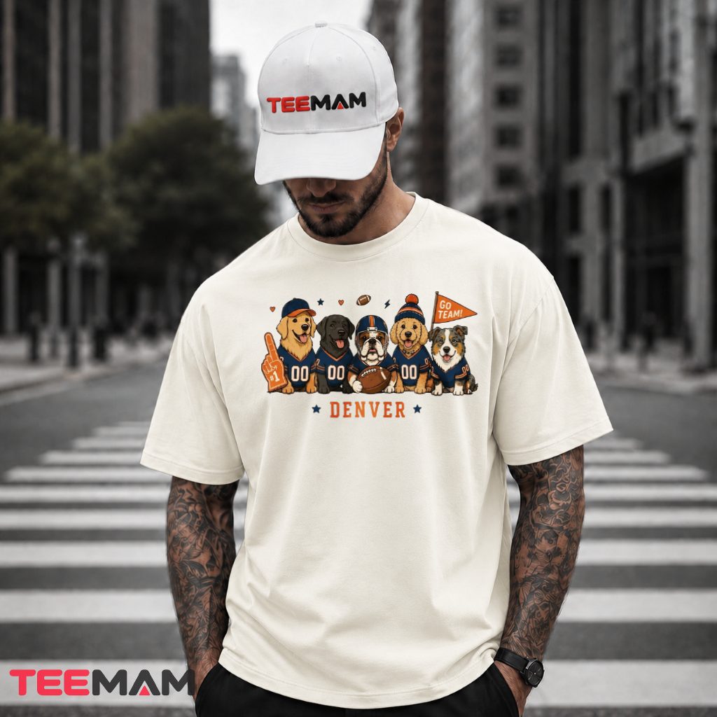 Denver Broncos Dogs Team Lineup T-Shirt