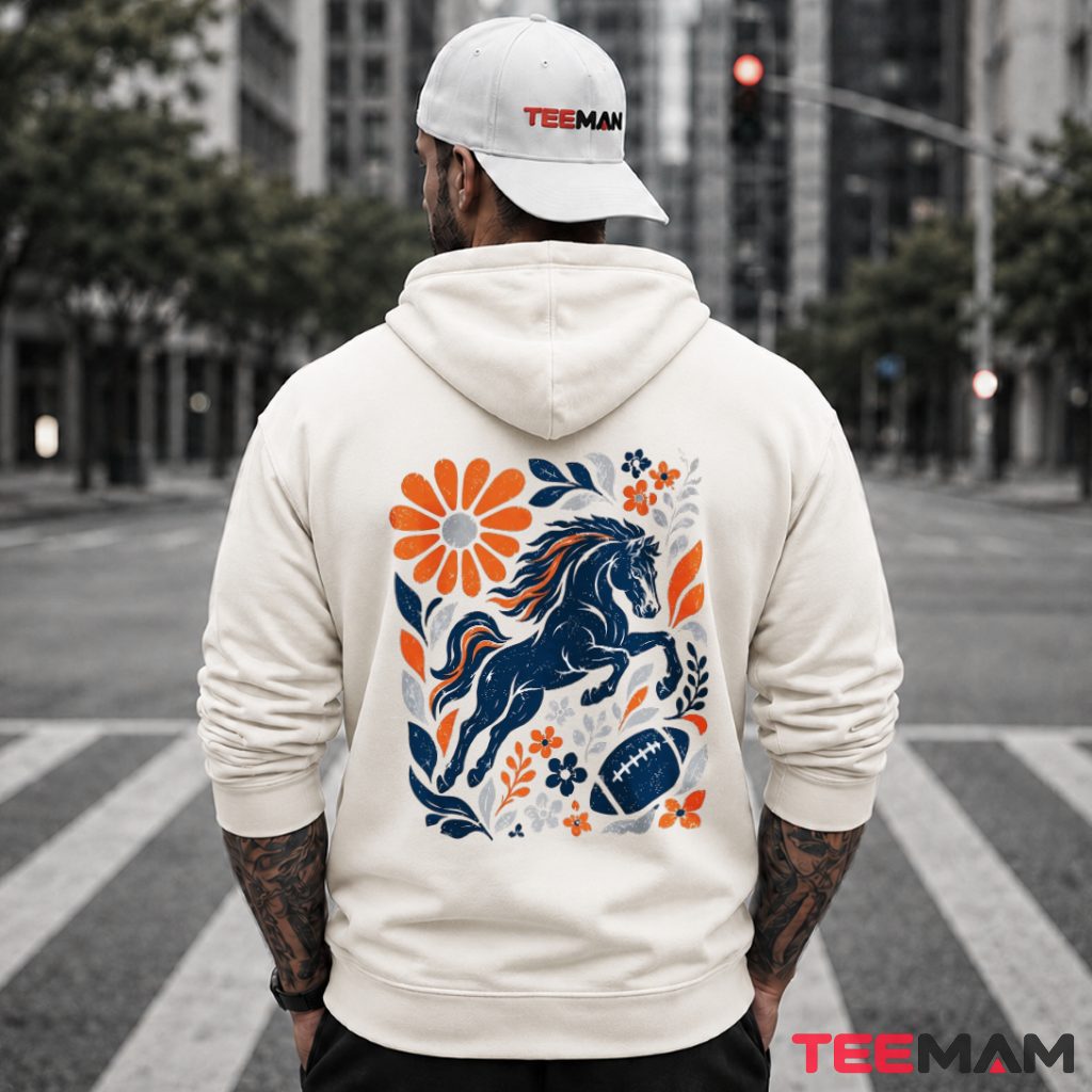 Denver Broncos Floral Horse Football Hoodie Denver Broncos Floral Horse Football Hoodie
