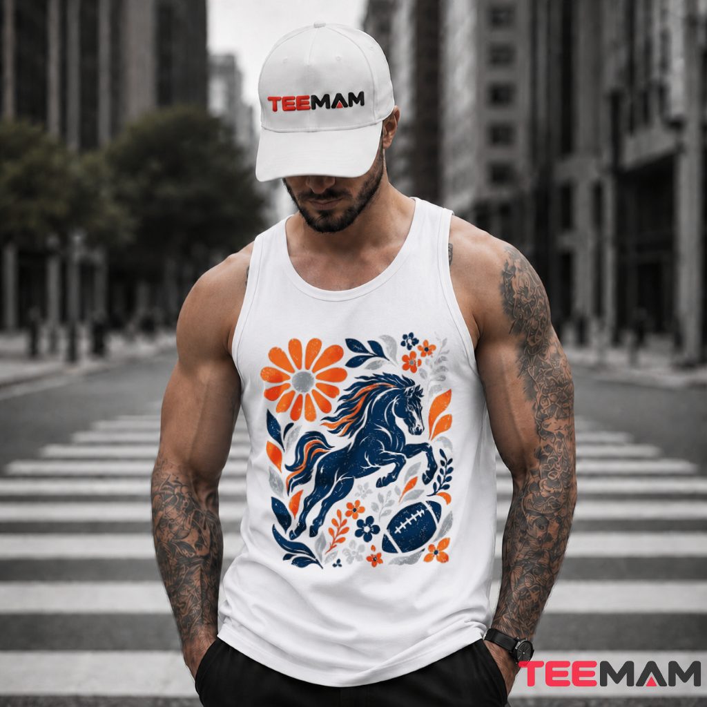Denver Broncos Floral Horse Football Tank Top Denver Broncos Floral Horse Football Tank Top