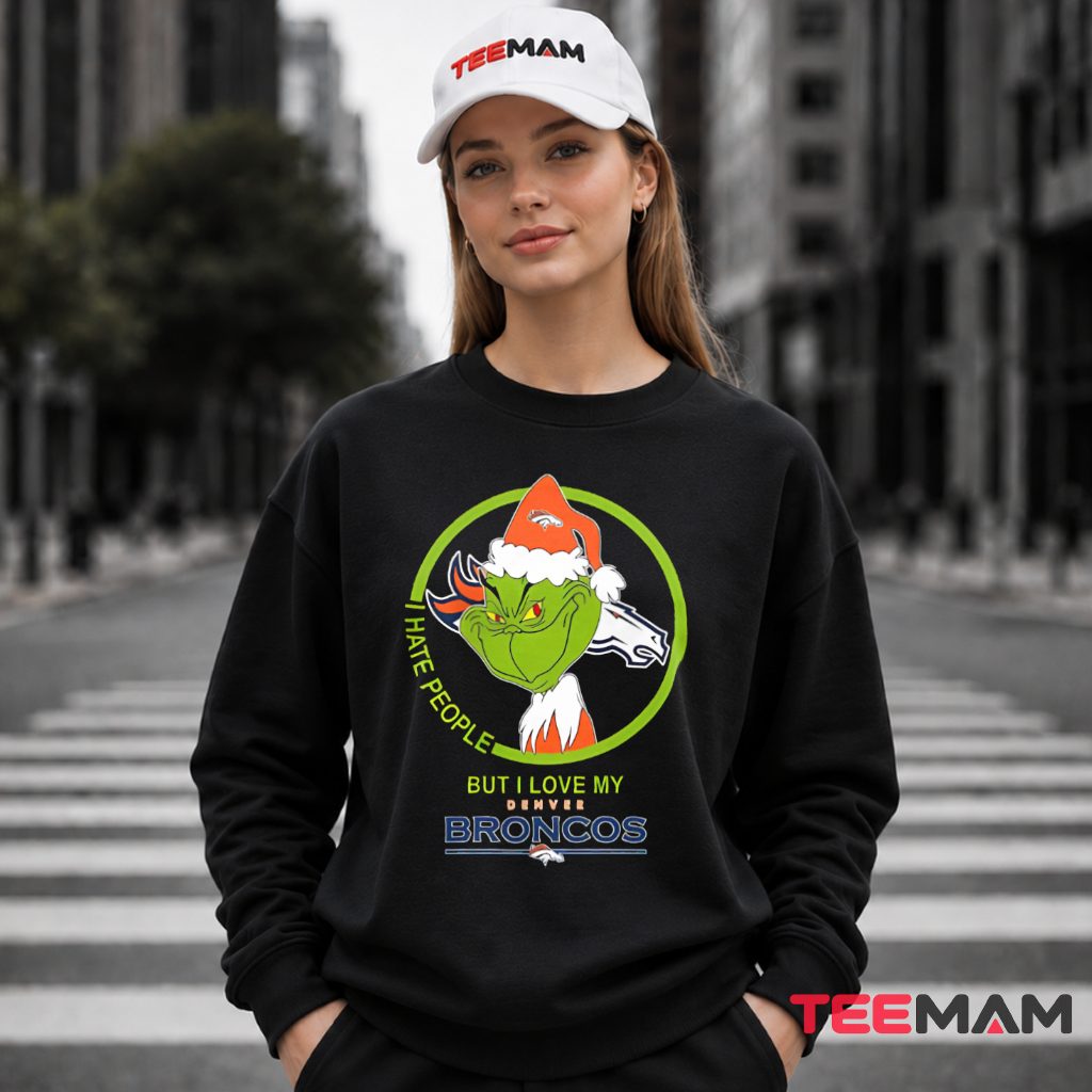 Denver Broncos Grinch I Hate People Long Sleeve Denver Broncos Grinch I Hate People Long Sleeve
