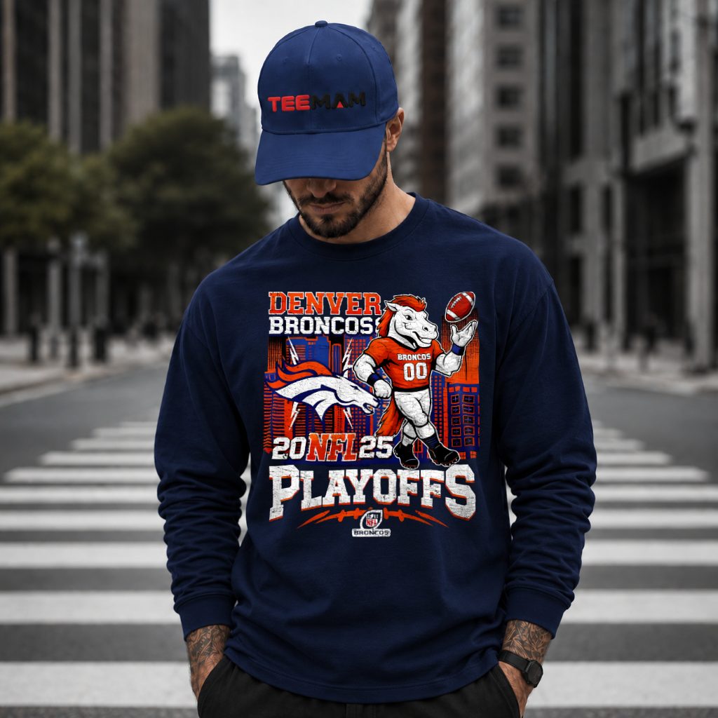 Denver Broncos Mascot Playoffs 2025 Long Sleeve Denver Broncos Mascot Playoffs 2025 Long Sleeve