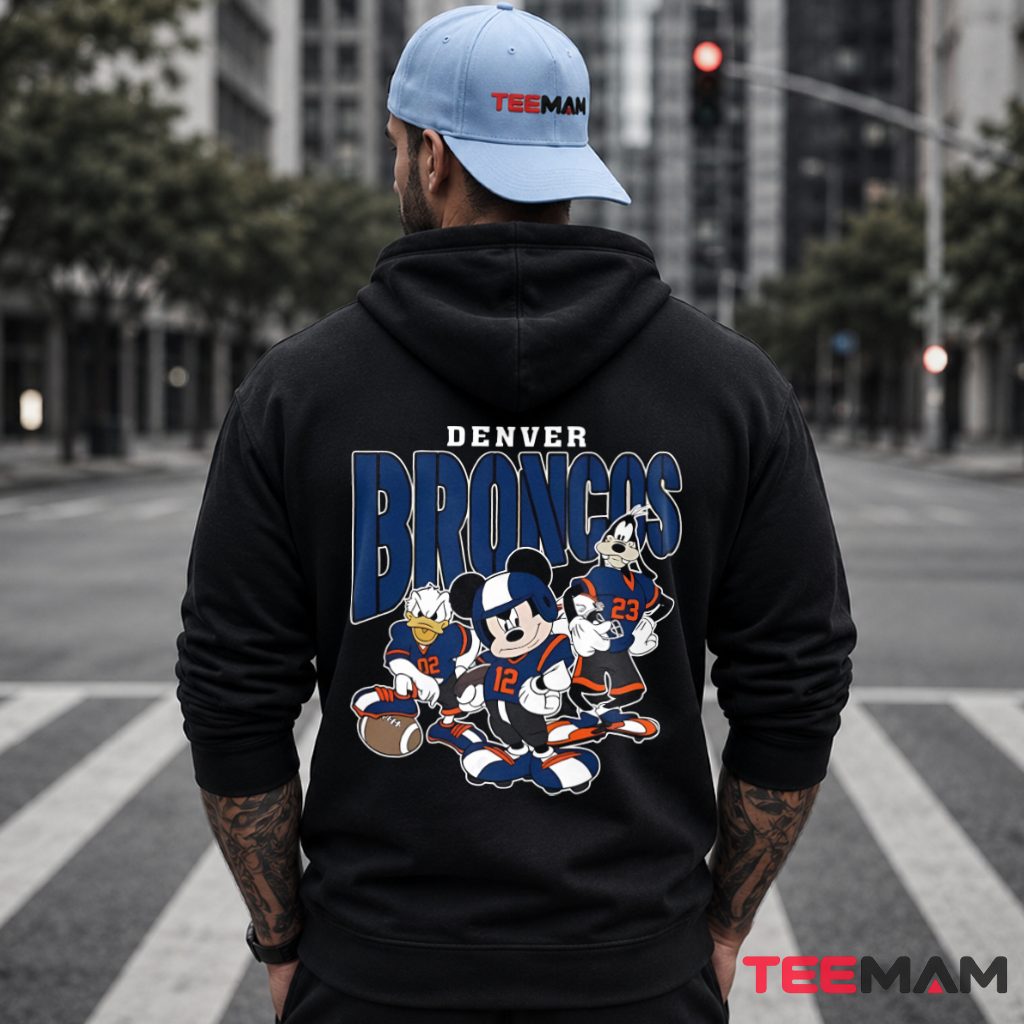 Denver Broncos Mickey Donald Goofy Trio Hoodie Denver Broncos Mickey Donald Goofy Trio Hoodie