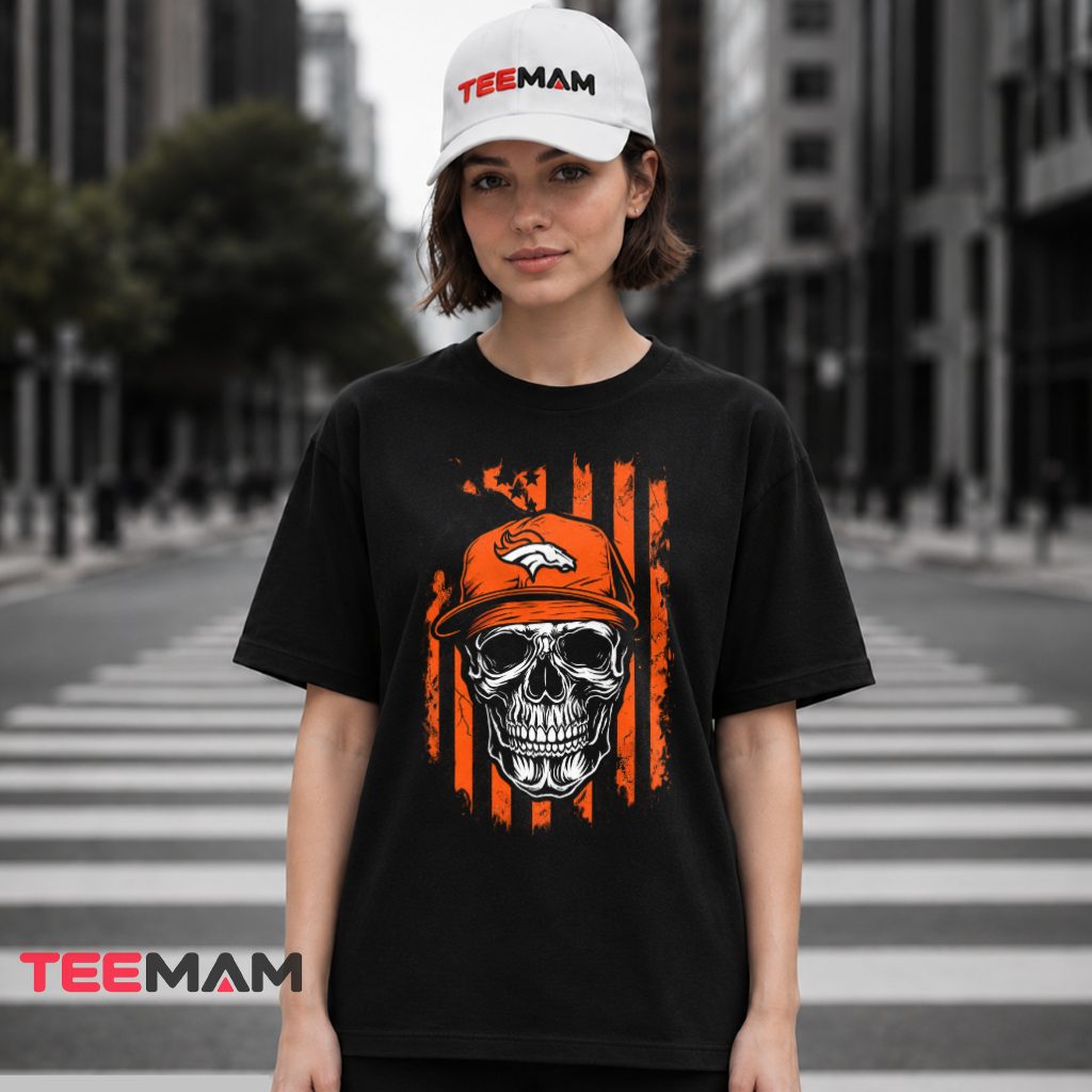 Denver Broncos Skull Cap American Flag T-Shirt