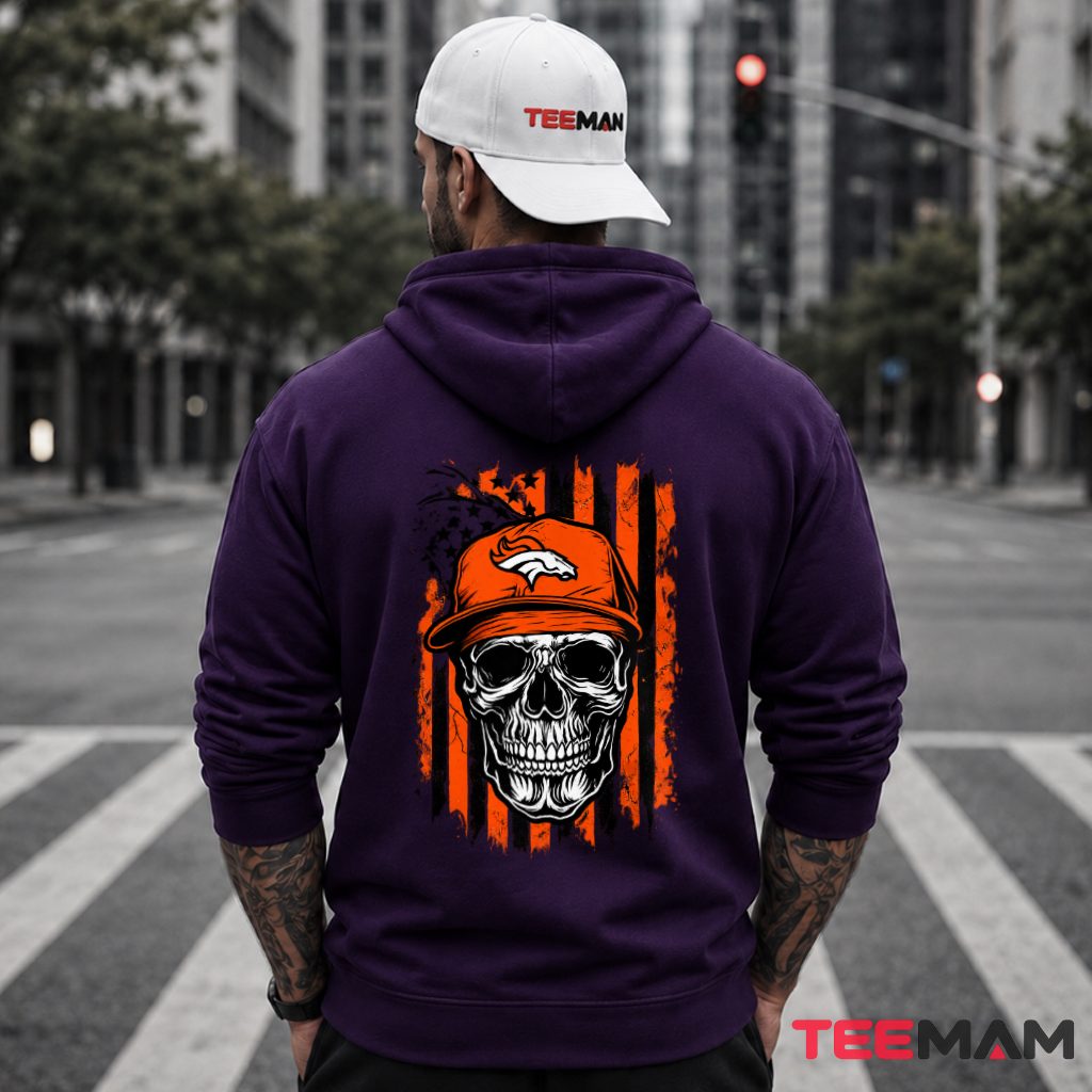 Denver Broncos Skull Cap American Flag Hoodie Denver Broncos Skull Cap American Flag Hoodie