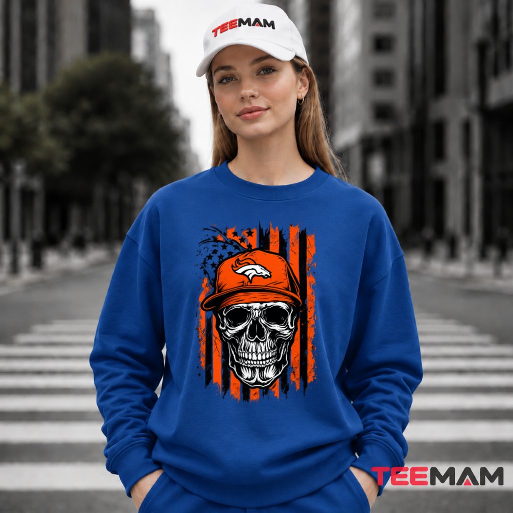 Denver Broncos Skull Cap American Flag Long Sleeve Denver Broncos Skull Cap American Flag Long Sleeve
