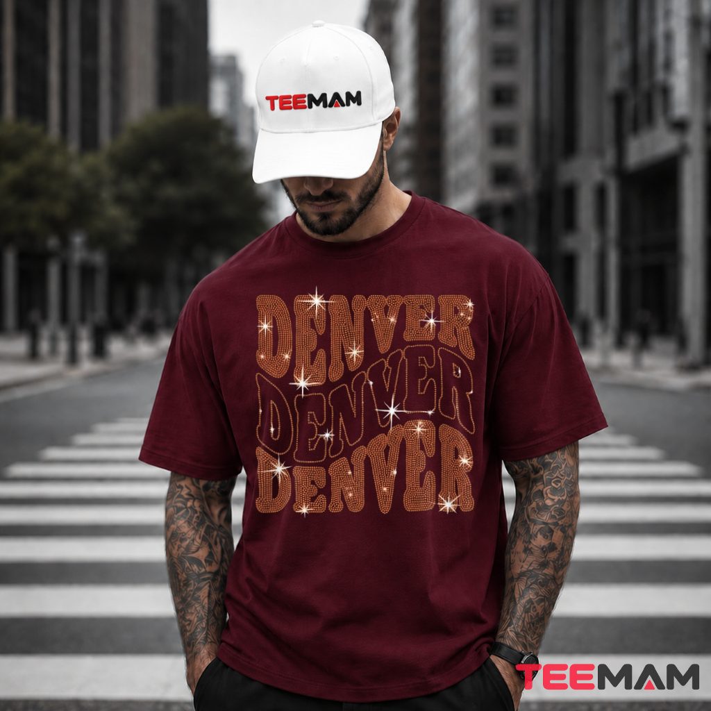 Denver Broncos Sparkle Repeat Text T-Shirt