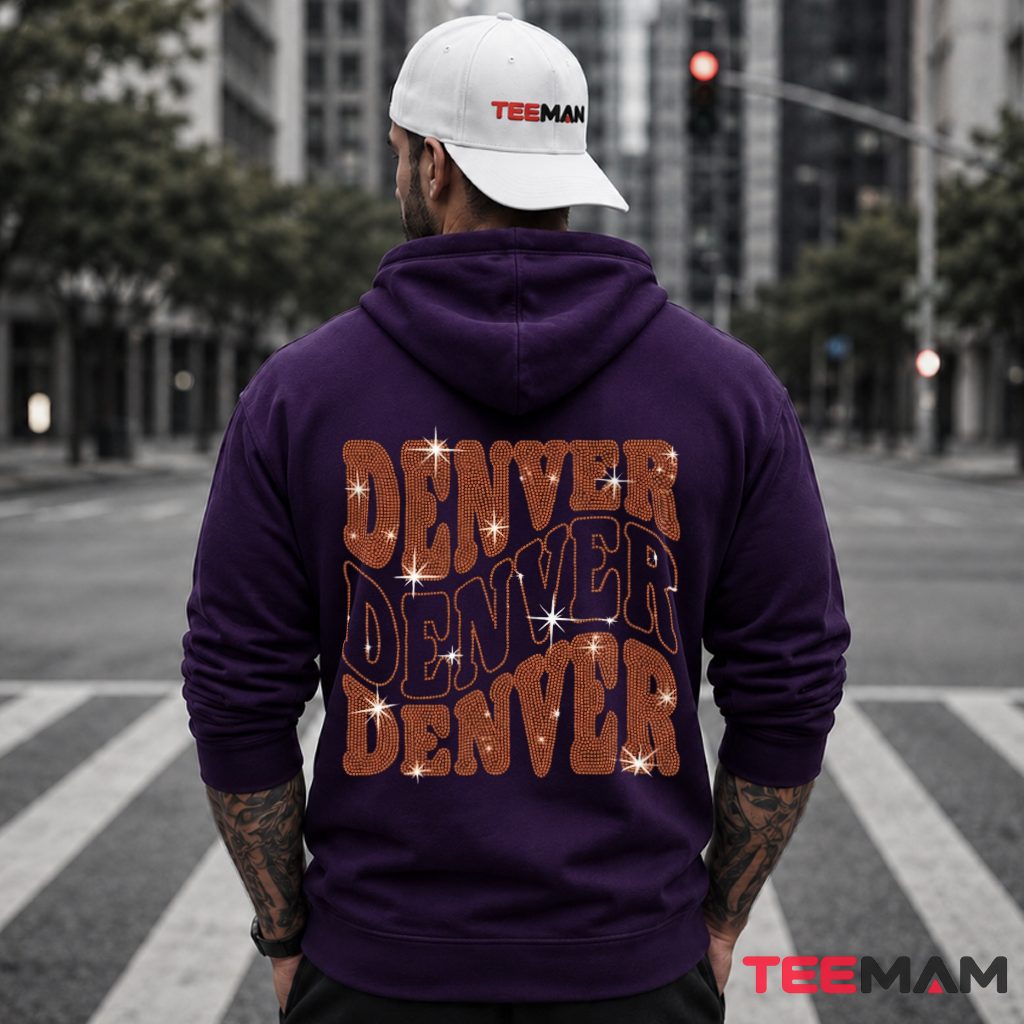 Denver Broncos Sparkle Repeat Text Hoodie Denver Broncos Sparkle Repeat Text Hoodie