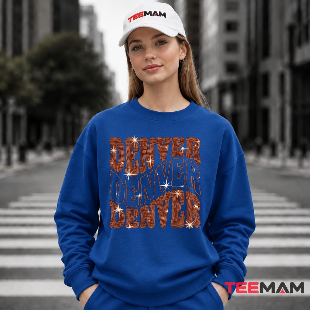 Denver Broncos Sparkle Repeat Text Long Sleeve Denver Broncos Sparkle Repeat Text Long Sleeve