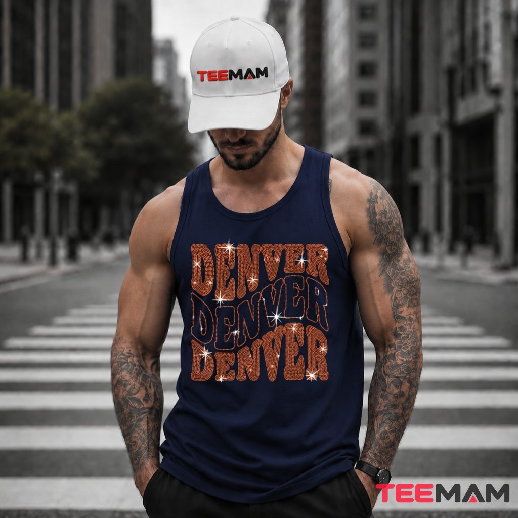 Denver Broncos Sparkle Repeat Text Tank Top Denver Broncos Sparkle Repeat Text Tank Top