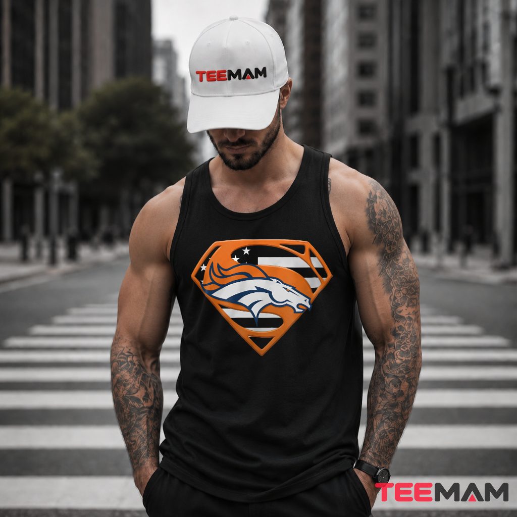 Denver Broncos Superman Flag Shield Tank Top Denver Broncos Superman Flag Shield Tank Top