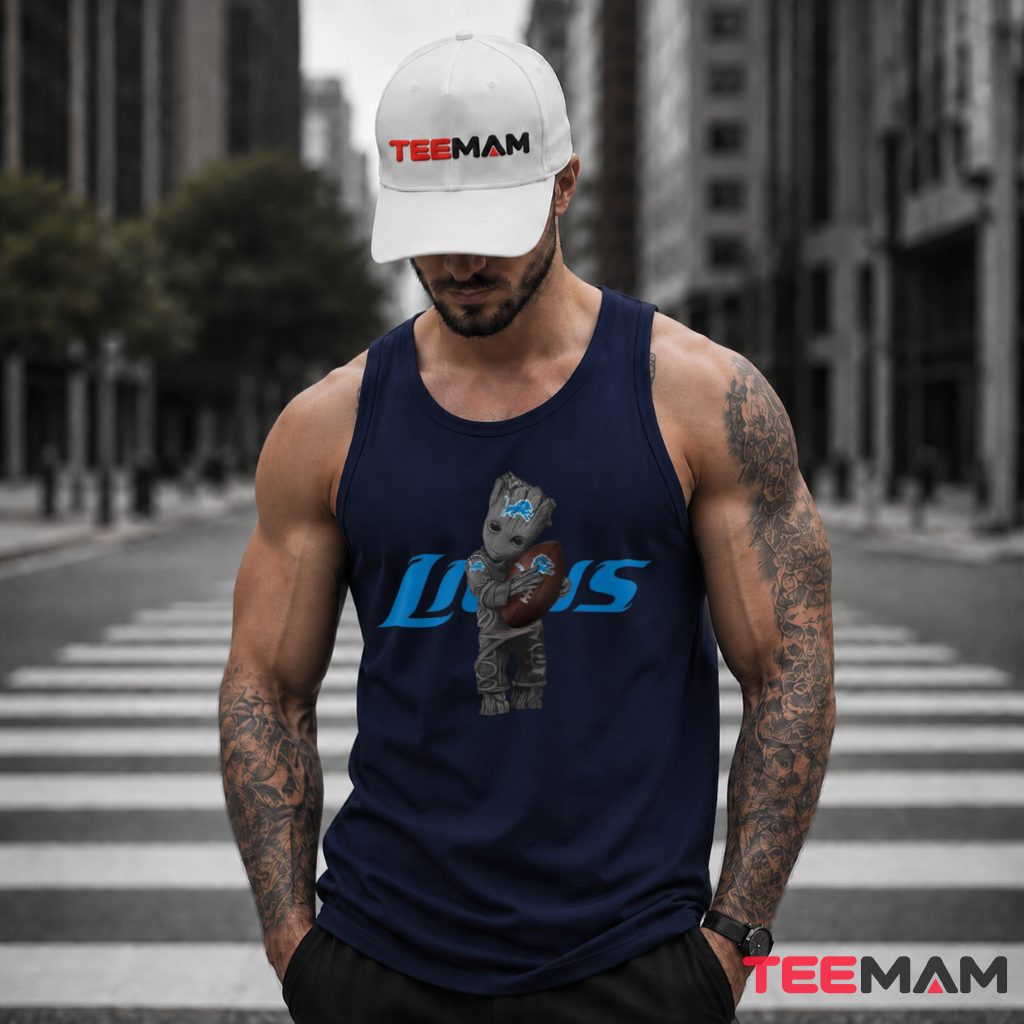 Detroit Lions Baby Groot Football Tank Top Detroit Lions Baby Groot Football Tank Top