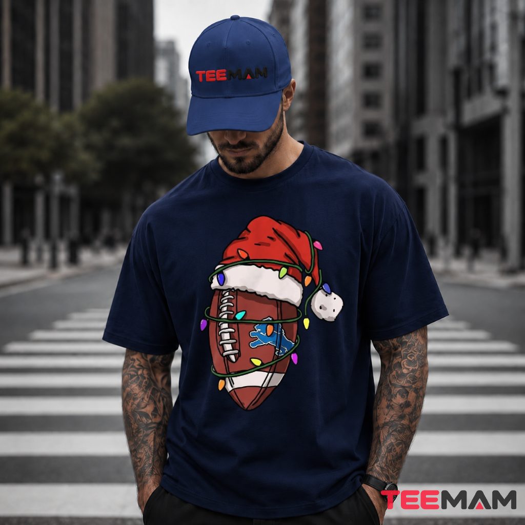 Detroit Lions Football Christmas Lights T-Shirt