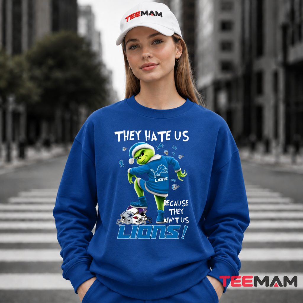 Detroit Lions Grinch They Hate Us Long Sleeve Detroit Lions Grinch They Hate Us Long Sleeve