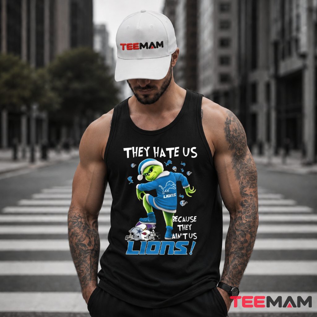 Detroit Lions Grinch They Hate Us Tank Top Detroit Lions Grinch They Hate Us Tank Top