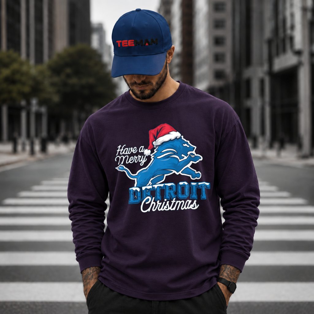 Detroit Lions Merry Christmas Logo Long Sleeve Detroit Lions Merry Christmas Logo Long Sleeve