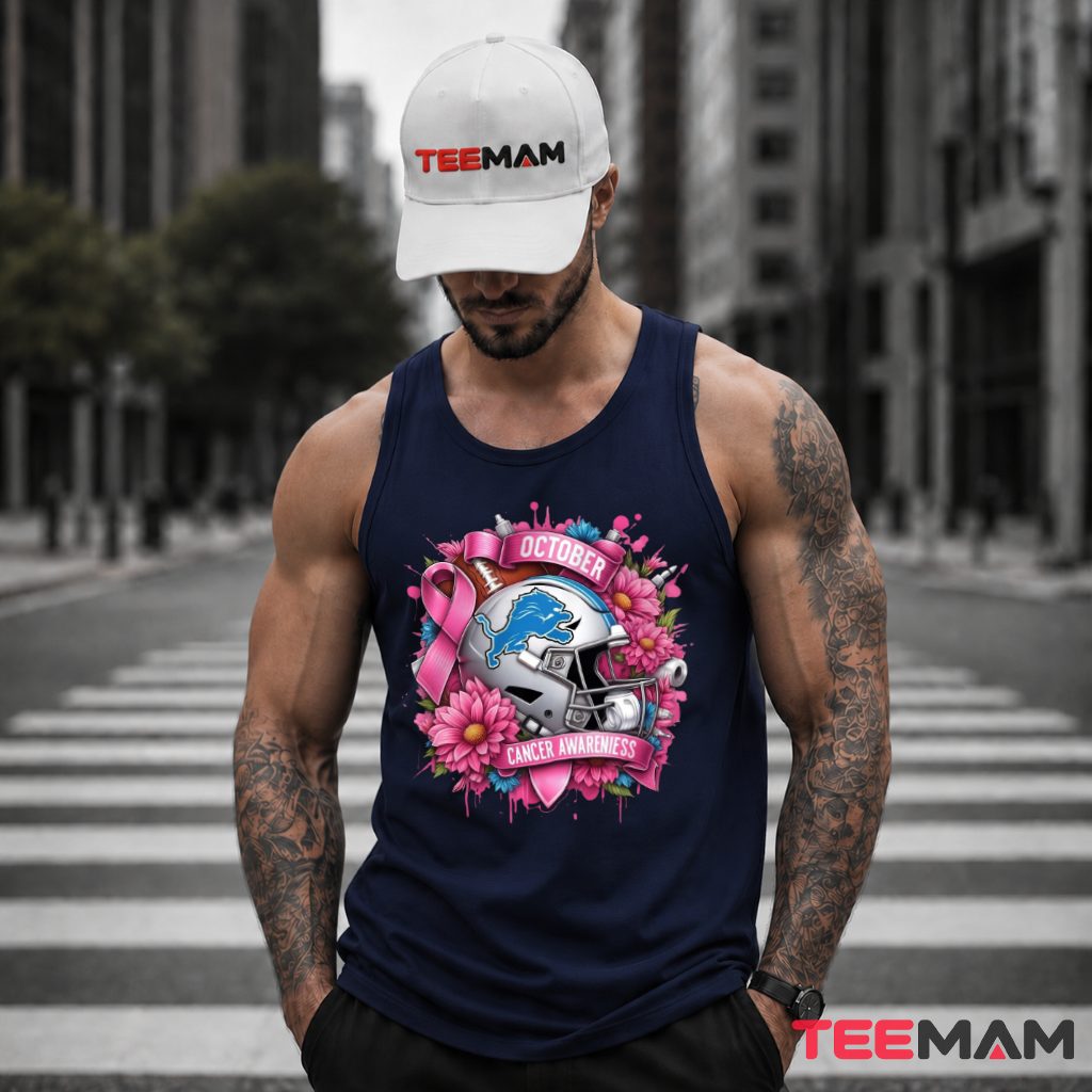 Detroit Lions October Cancer Awareness Tank Top Detroit Lions October Cancer Awareness Tank Top