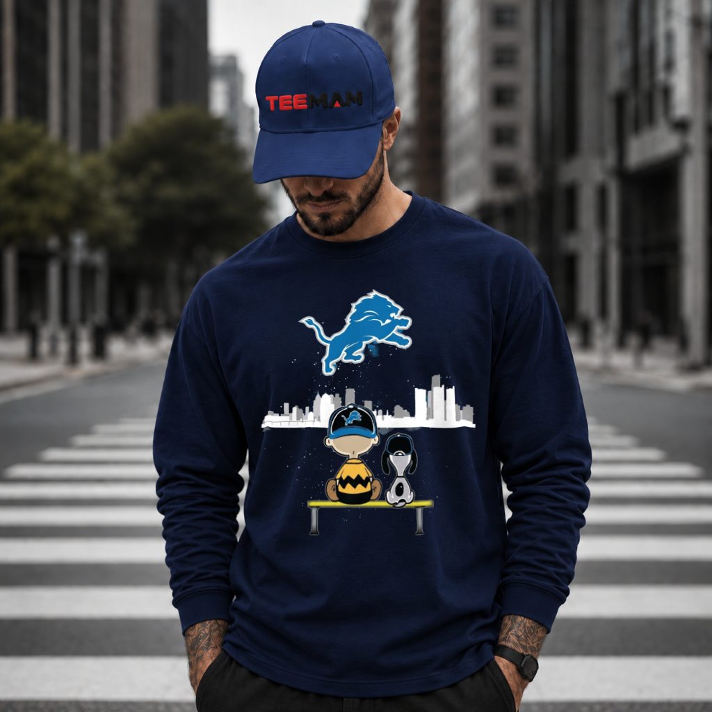 Detroit Lions Peanuts Skyline Night Long Sleeve Detroit Lions Peanuts Skyline Night Long Sleeve