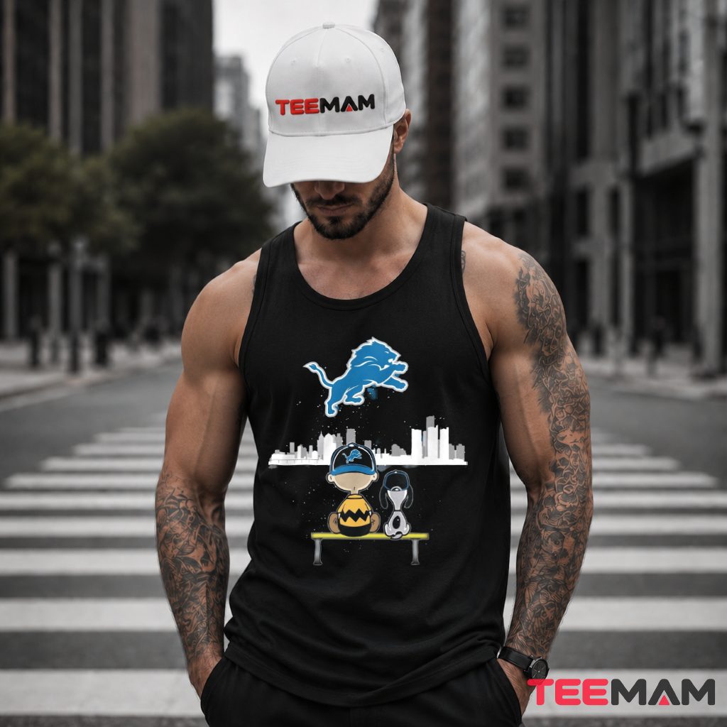Detroit Lions Peanuts Skyline Night Tank Top Detroit Lions Peanuts Skyline Night Tank Top